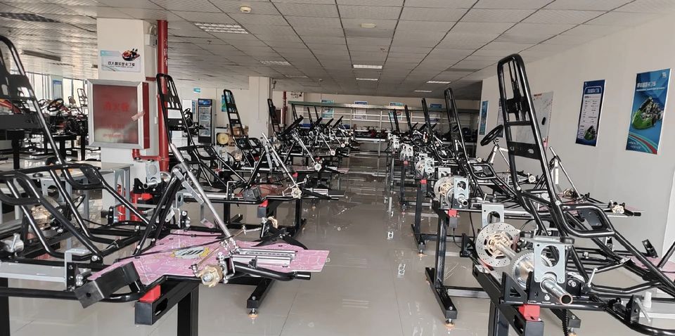Chassis frames on the production line