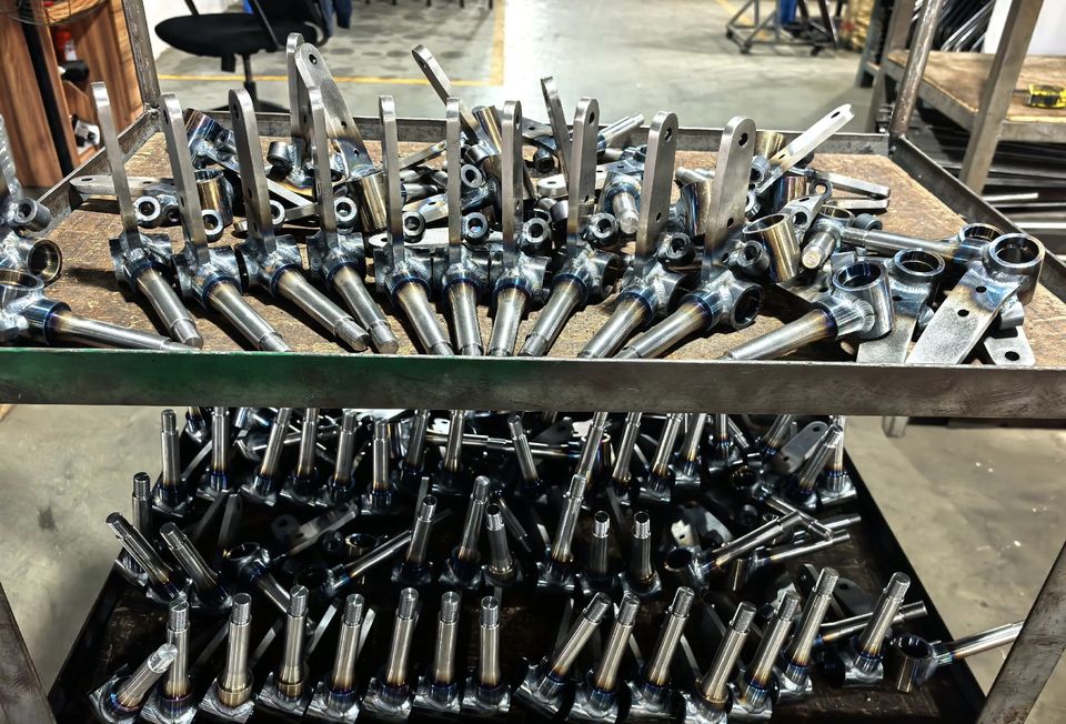Machined components awaiting quality inspection